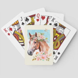 Vattenfärga hästar och blommor Art Casinokort
