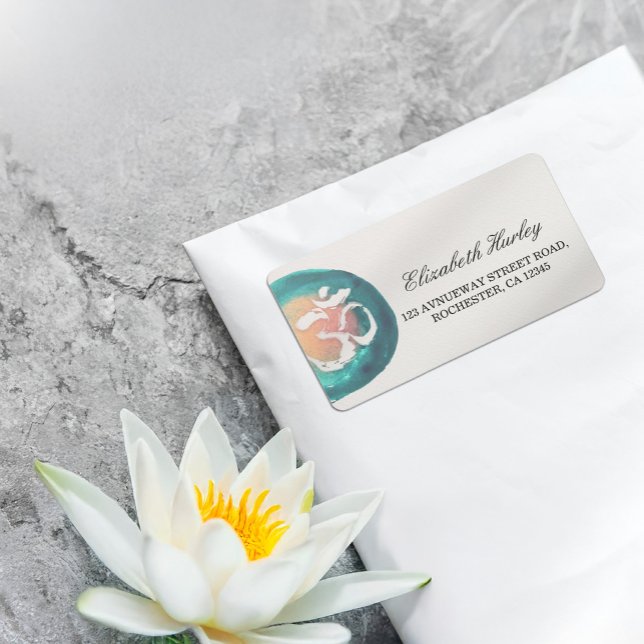 Vattenfärga om Symbol Yoga Mediation Instructor Adressetikett (Skapare uppladdad)