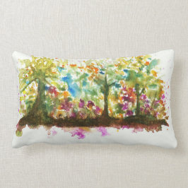 Vattenfärgabstrakt landskap konstträdskogen lumbarkudde