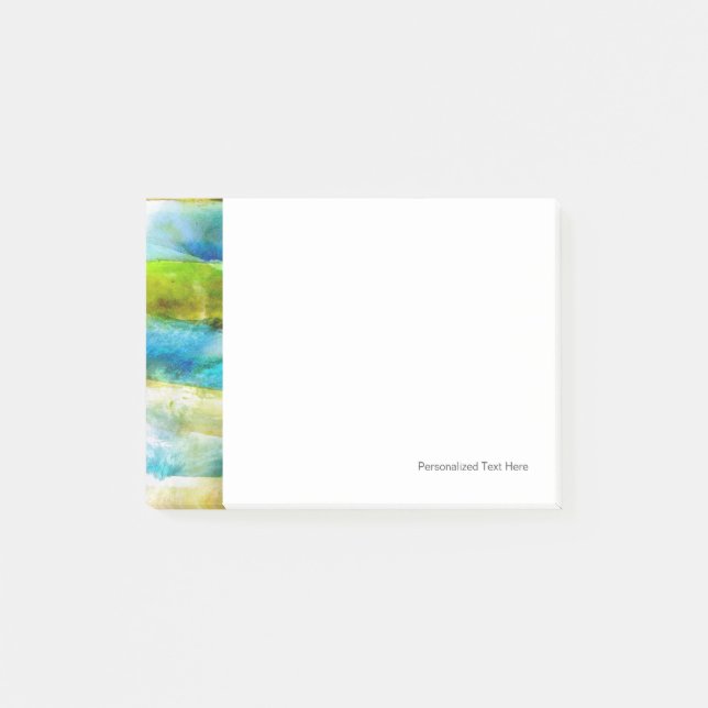 Vattenfärgabstraktgrönt, blått post-it block (Framsida)