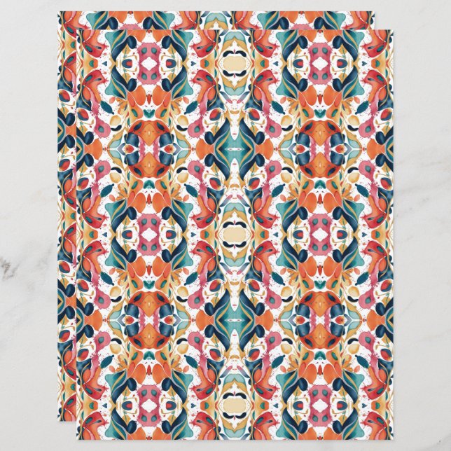 Vattenfärgad Abstrakt 18 Papper klippbok (Fram/baksida)