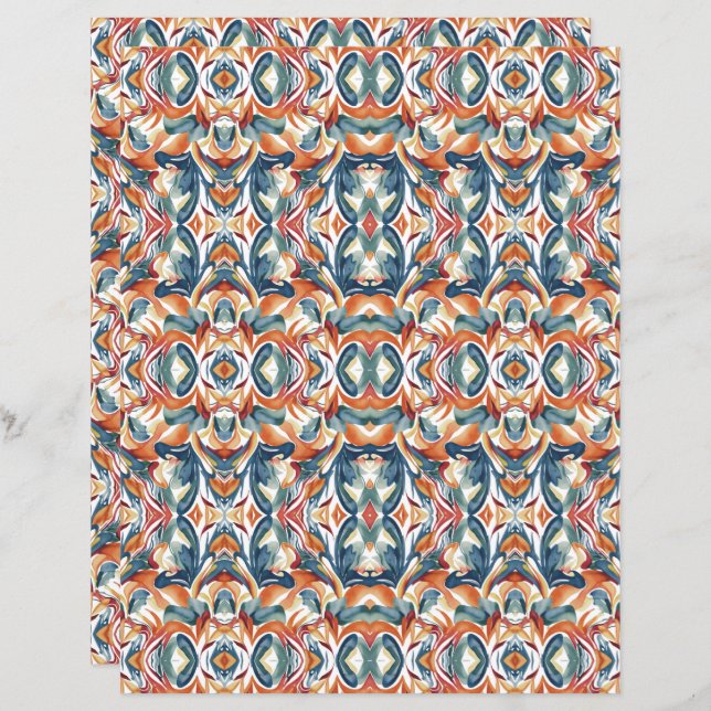 Vattenfärgad Abstrakt 4 Papper klippbok (Fram/baksida)