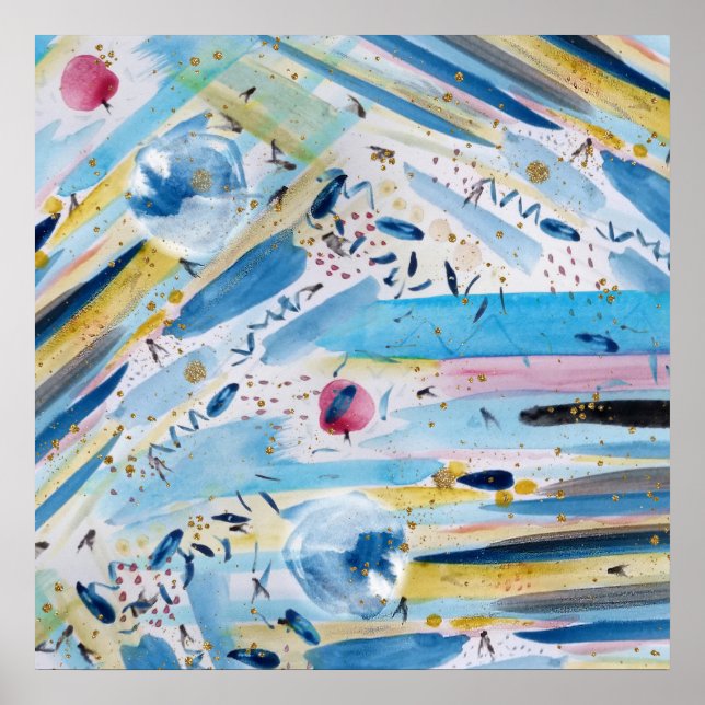 Vattenfärgad abstrakt av handfärg poster (Framsidan)