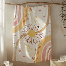 Vattenfärgad Abstrakt Botaniskt blomma och regnbåg