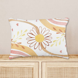 Vattenfärgad Abstrakt Botaniskt blomma och regnbåg Prydnadskudde