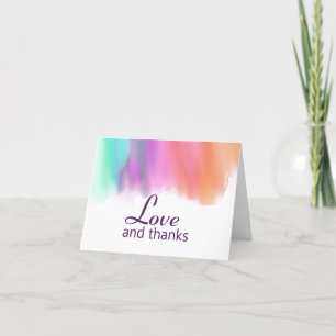 Vattenfärgad Abstrakt Bright Colorful Rainbow Tack Kort