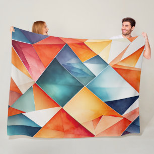 Vattenfärgad Abstrakt Geometric Mönster Fleecefilt