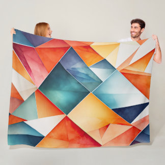 Vattenfärgad Abstrakt Geometric Mönster Fleecefilt