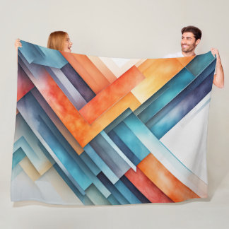 Vattenfärgad Abstrakt Geometric Mönster Fleecefilt