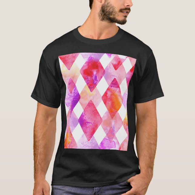 Vattenfärgad Abstrakt: Handmålad färglös. T Shirt (Framsida)