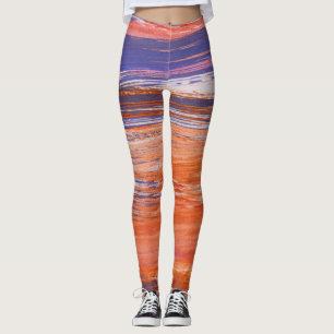 Vattenfärgad Abstrakt: Orange blå blandning Leggings