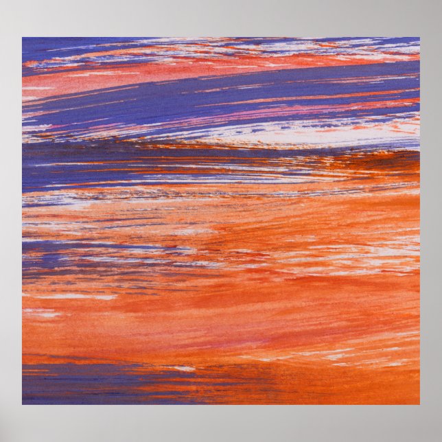 Vattenfärgad Abstrakt: Orange blå blandning Poster (Framsidan)