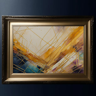 Vattenfärgad Abstrakt Organic Geometric Guld Poster