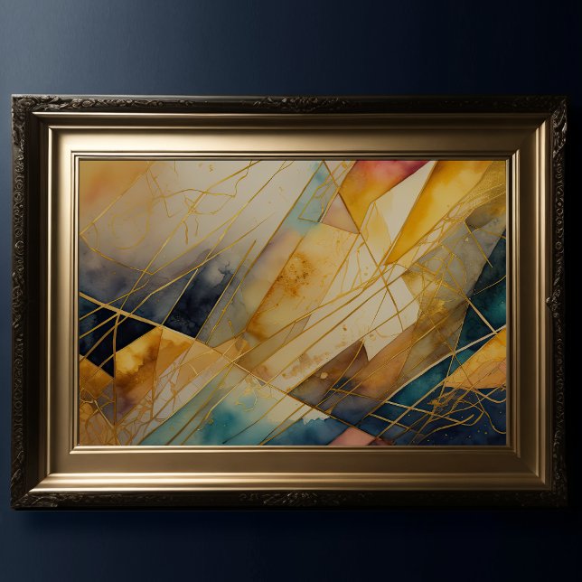 Vattenfärgad Abstrakt Organic Geometric Guld Poster (Skapare uppladdad)
