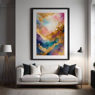Vattenfärgad Abstrakt Organiskt färgämne Guld 2:3 Poster