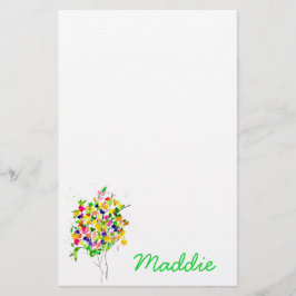 Vattenfärgad abstrakt träd brevpapper