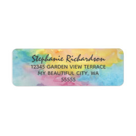 Vattenfärgad Abstrakt Vitaktig färgad Bröllop Returadress Etikett