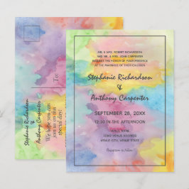 Vattenfärgad Abstrakt Vitaktig färgad Roligt Bröll Inbjudan Vykort