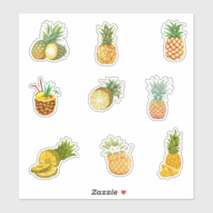 Vattenfärgad ananas klistermärken