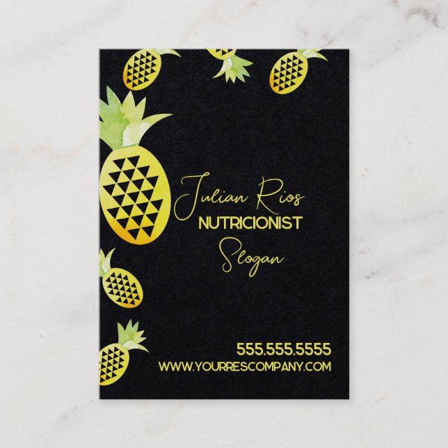 Vattenfärgad ananas Nutritionistisk frukt Visitkort (Framsida)