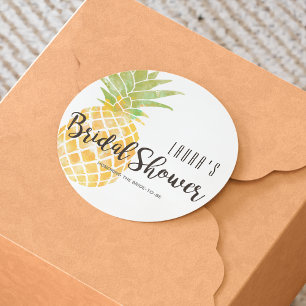 Vattenfärgad ananas stencil   Bristfällig skidhåll Runt Klistermärke