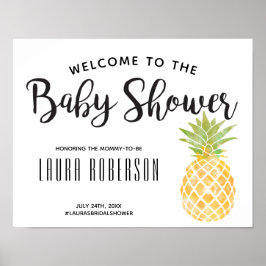 Vattenfärgad ananas | Välkomsttecken för babyvisni Poster