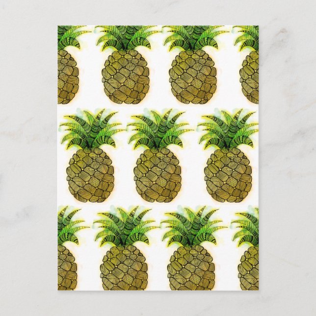 Vattenfärgad ananas vykort (Framsida)