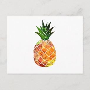 Vattenfärgad ananas vykort