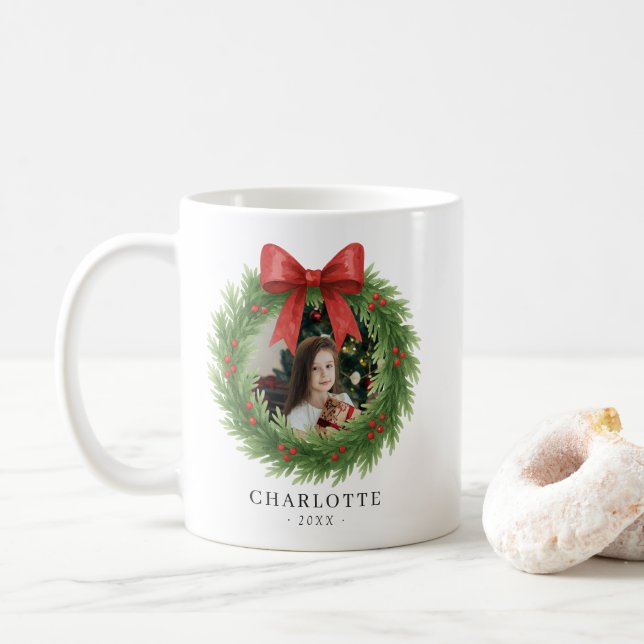 Vattenfärgad andedräkt Foto Modern jul Kaffemugg (Med munk)