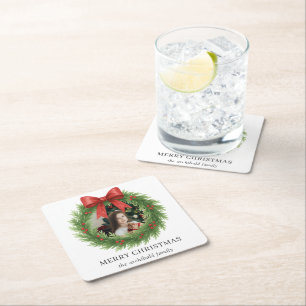 Vattenfärgad andedräkt Foto Modern jul Underlägg Papper Kvadrat