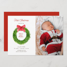 Vattenfärgad andedräkt med foto av Baby med båge Meddelande