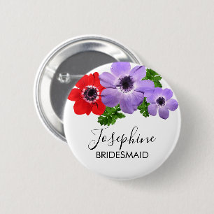 Vattenfärgad Anemone Blommigt Bridesmaid-knapp Knapp