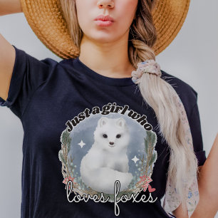 Vattenfärgad arktisk räv-Just en flicka som kärlek T Shirt