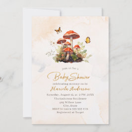 Vattenfärgad babyskare för champinjoner inbjudningar