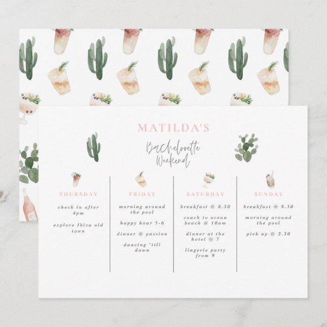 Vattenfärgad bachelorette helg (Fram/baksida)
