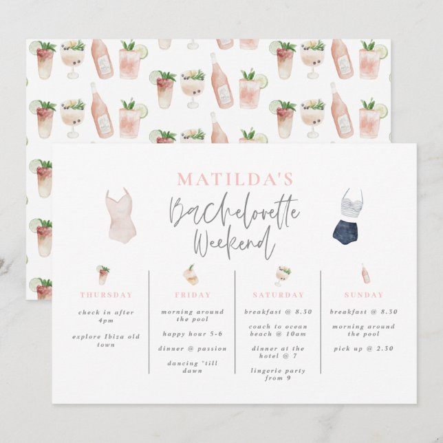 Vattenfärgad bachelorette helg (Fram/baksida)