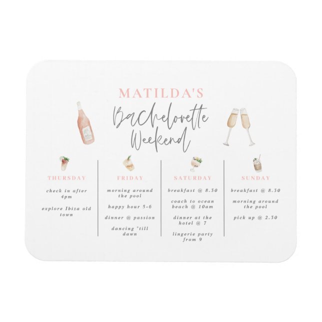 Vattenfärgad bachelorette helg magnet (Horisontell)