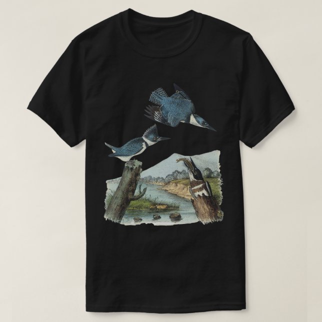 Vattenfärgad bälte Kingfisher Bird Eat Fish Natatu T Shirt (Design framsida)