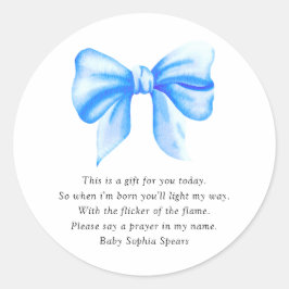 Vattenfärgad blå båge - Prayer Candle-etikett Runt Klistermärke