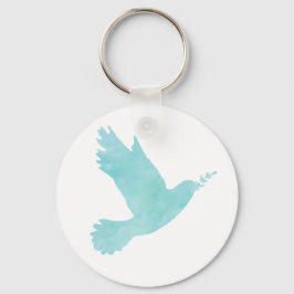 Vattenfärgad blå duva nyckelring