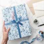 Vattenfärgad blå/Grått-Löv Presentpapper<br><div class="desc">Vattentärsfärg Blått/Grått-Löv Papper radbrytning</div>
