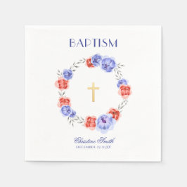 Vattenfärgad blå och röd Blommigt Napkins Pappersservett