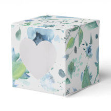 Vattenfärgad blå på lätt Grått-Blommigt