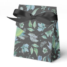 Vattenfärgad blå på Mörk Grått-Blommigt