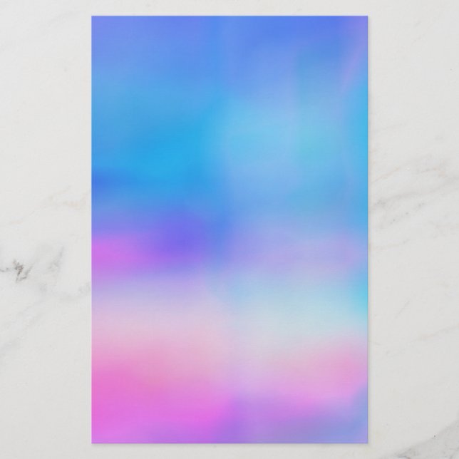 Vattenfärgad blå Rosa Brevpapper (Framsida)