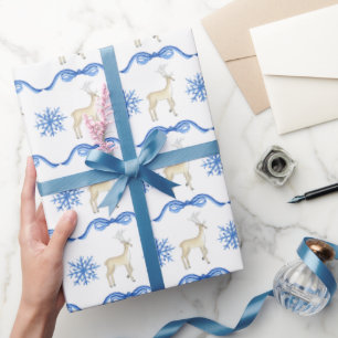 Vattenfärgad blå Snöflingor med renare Presentpapper