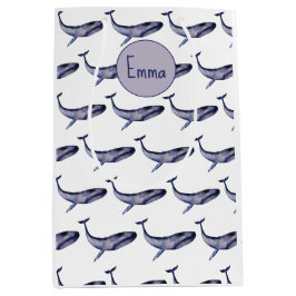 Vattenfärgad blå val