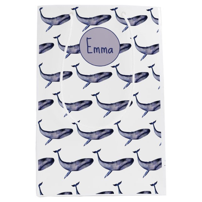 Vattenfärgad blå val (Framsidan)