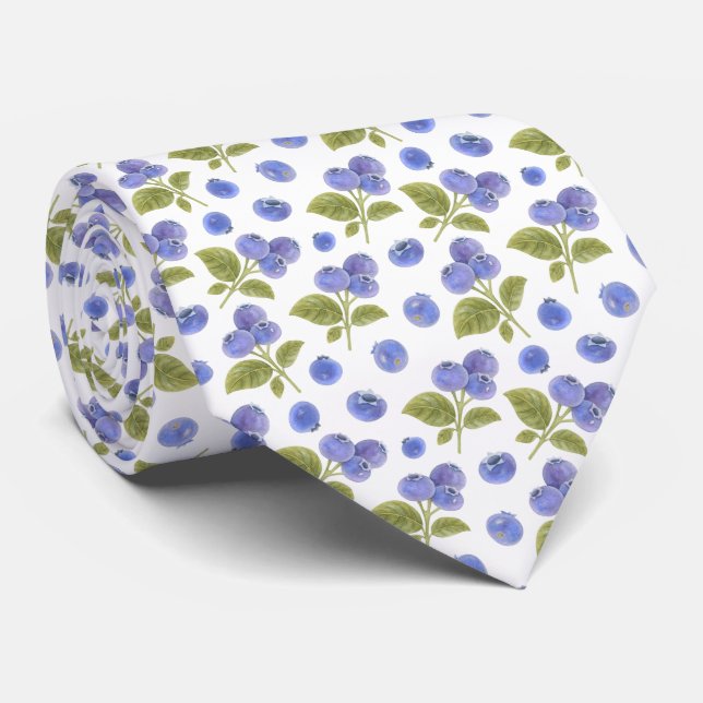 Vattenfärgad blåbär och blåbär Löv Slips (Rullad)