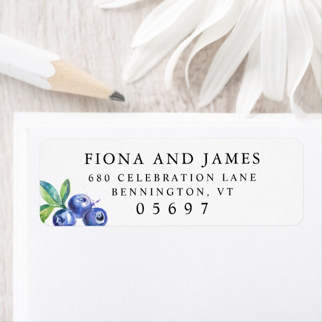 Vattenfärgad blåbär Returadress Etikett (Insitu)